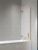 New Trendy Nesta Gold Brushed parawan nawannowy ze wspornikiem kątowym 110x150 cm prawy złoto szczotkowane/szkło przejrzyste P-0248-WL